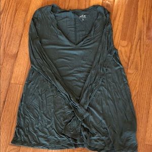 Green V Neck Long Sleeve